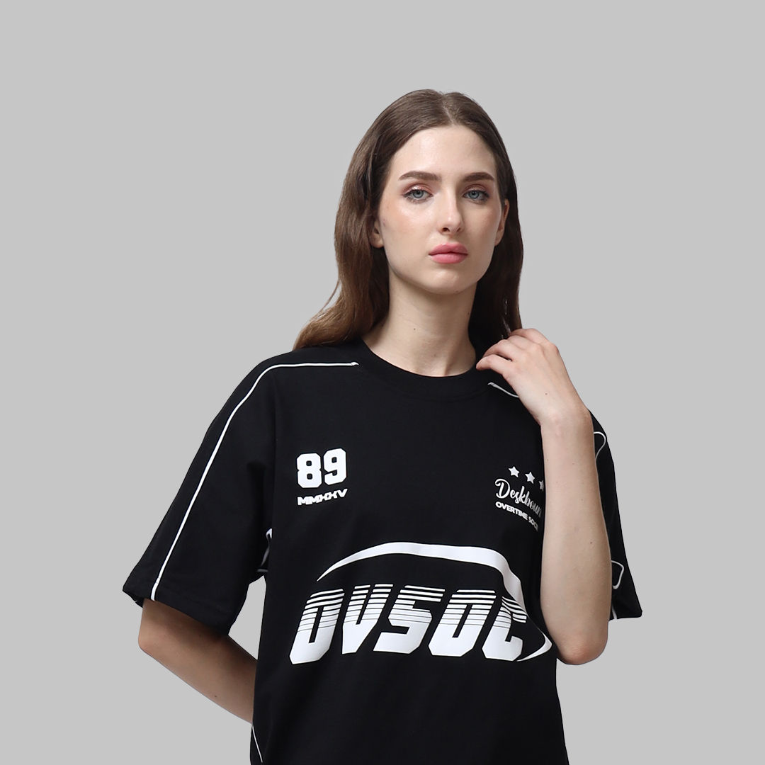 Ovsoc Deskbound Black - Tshirt Boxy Oversize 16s Heavyweight - Gambar 3