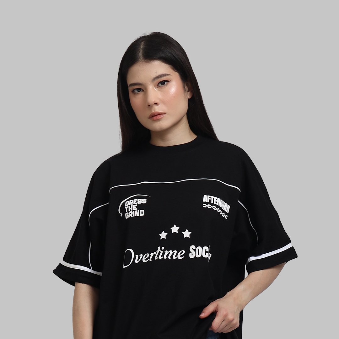Ovsoc Afterburn Black - Tshirt Boxy Oversize 16s Heavyweight - Gambar 3
