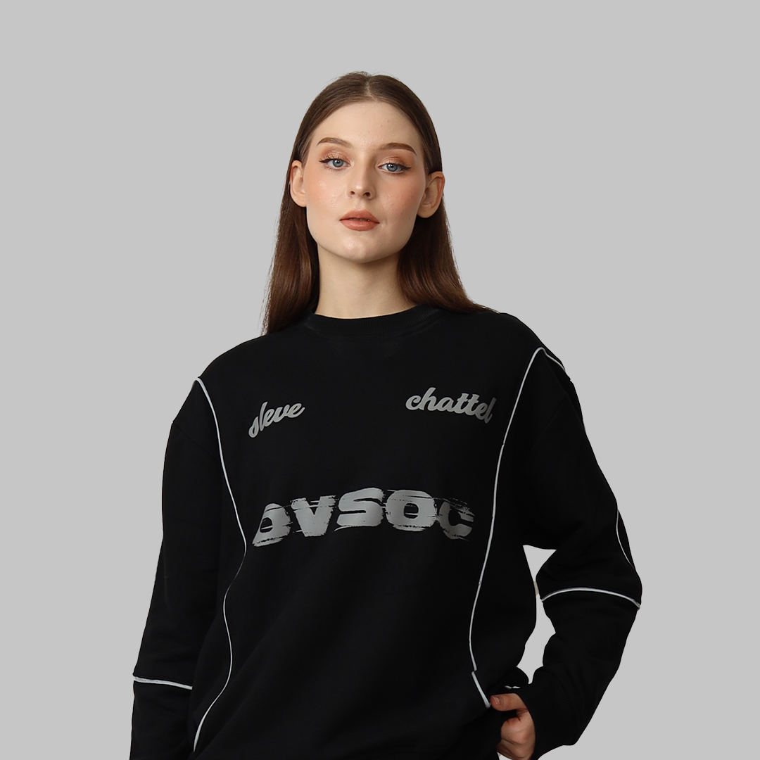 Ovsoc Slave Black - Crewneck Oversize Platisol Cotton Fleece - Gambar 3