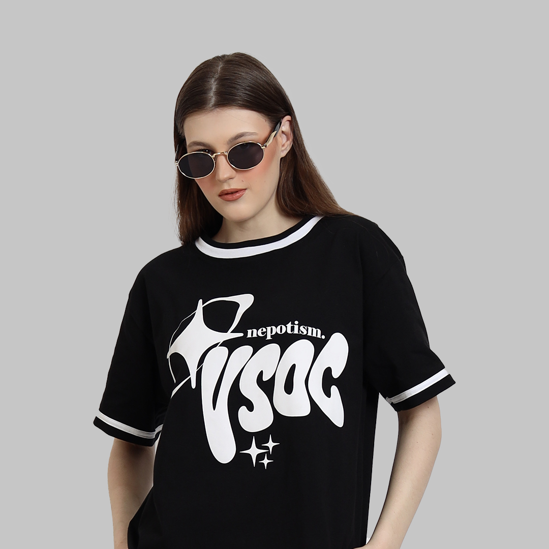 Ovsoc Nepotisme Black - Tshirt Boxy Oversize 16s Heavyweight - Gambar 3