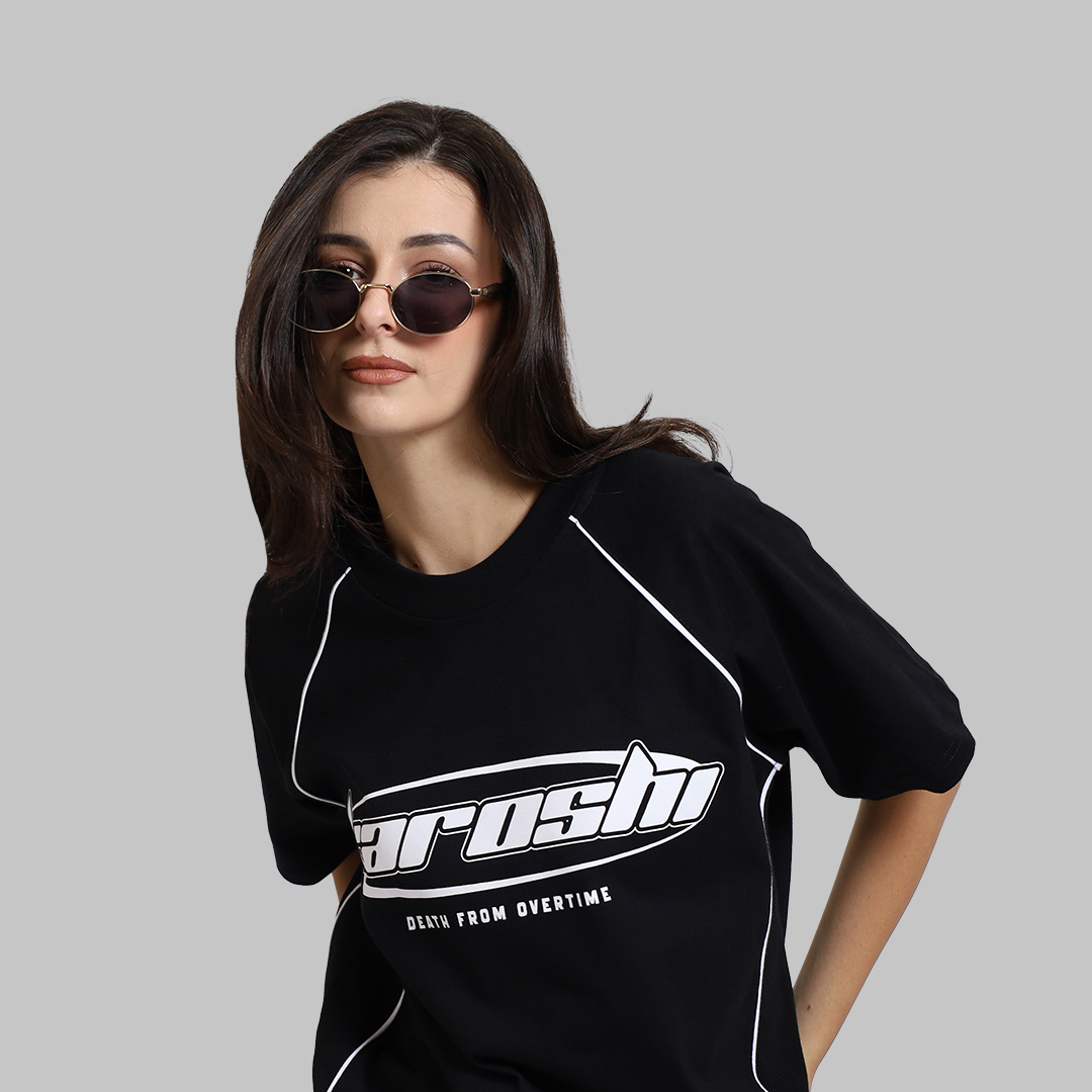 Ovsoc Karoshi Black - Tshirt Boxy Oversize 16s Heavyweight - Gambar 3